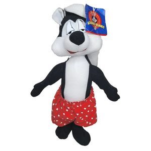 Vintage 1998 Looney Tunes Pepe Le Pew Plush ACE Red Heart Boxer Shorts 12"